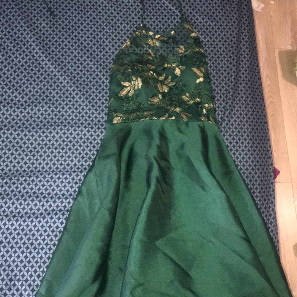 Long in the back short in the front green dress